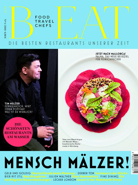 B-EAT – für Foodfans und Geschmacksenthusiasten, Stammgäste und Sternetouristen "B-EAT - Food Travel Chefs" - die besten Restaurants unserer Zeit! In Heft 4/2019 heisst es "Mensch Mälzer" - was ist er wirklich, Fernsehkoch, Wirt oder Popstar? Außerdem geht´s nach Mallorca, denn Palma ist das neue Reiseziel für Feinschmecker! Und die schönsten Restaurants am Wasser werden präsentiert. Weitere Themen sind: Deutschlands beste Pommes Sexismus in der Küche Neo-Biergärten Sommeliers Die wichtigsten Neuentdeckungen beim Fine Dining Essen in der Londoner Redchurch Street Ausstattung: mit zahlreichen Farbfotos