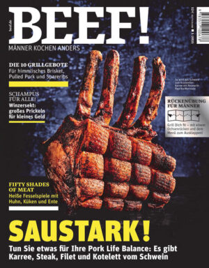 Männer kochen anders - mit saustarker Pork Life Balance In diesem Heft können Sie ewas für Ihre Pork Life Balance tun mit Karree, Steak, Filet und Kotelett vom Schwein - echt saustark! Außerdem: -Die zehn Grillgebote für himmlische Brisket, Pulled Pork und Spareribs -Schampus für alle - Winzersekt, großes Prickeln für wenig Geld -Rückenübung für Männer - mit einem Ochsenrücken und dem Menü zum Ausklappen -fifty shades of meat - heisse Fesselspiele mit Huhn, Küken und Ente Ausstattung: mit zahlreichen Farbfotos