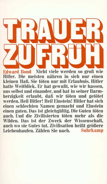 Nicht viele werden so groß wie Hitler. Die meisten nähren in sich nur einen kleinen Haß. Sie töten nur mit Erlaubnis. Hitler hatte Weitblick. Er hat gewußt, wie wir hassen, uns selbst und einander, und hat in seiner Barmherzigkeit erlaubt, daß wir töten und getötet werden. Heil Hitler! Heil Einstein! Hitler hat sich einen schlechten Namen gemacht und Einstein einen guten. Das ist gleichgültig. Die Guten töten auch. Und die Zivilisierten töten mehr als die Wilden. Das ist der Zweck der Wissenschaft, auch wo sie Gutes tut. Zivilisation heißt größere Leichenhaufen. Zählen Sie nach.