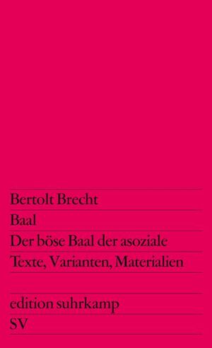 Diese Ausgabe ergänzt den ersten Baal-Band der edition suhrkamp (es 170), in dem die erste (1918), die zweite (1919) und die vierte Fassung (1926) des Stücks kritisch herausgegeben sind. Im vorliegenden Band wird die fünfte, letzte Fassung (1955) des Baal abgedruckt