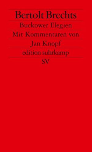 Die Buckower Elegien, lange Zeit nur als lyrische Stellungnahmen zur Politik eingeschätzt, erhalten vor ihrem antiken Hintergrund klassische Einfachheit und »Naivität«. Jan Knopfs Kommentare, orientiert an Walter Benjamins Muster, liefern die erste Gesamtdeutung des Zyklus, und zwar Gedicht für Gedicht in Einzelanalysen, deren Gesamtheit ein komplexes Bild Brechtscher Alterslyrik ergibt. Zugleich stellt der Band die erste vollständige und nach Brechts Plänen geordnete kritische Ausgabe der Buckower Elegien dar.