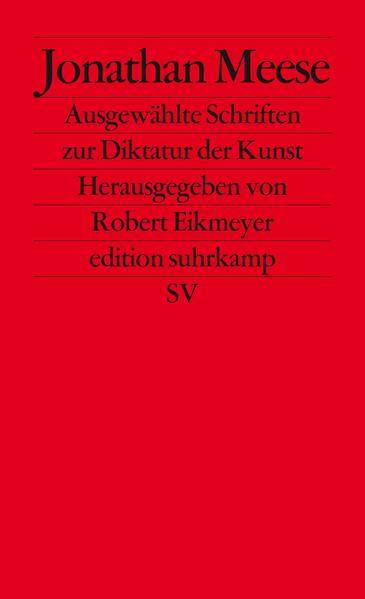 »Die Diktatur der Kunst ist die Herrschaft der Kunst, nicht des Künstlers. Kunst ist die einzige Alternative, denn nur Kunst als Stoff wechsel der Sache löst den revolutionären Druck und erschaff t den totalen Paradigma-Wechsel.« Spätestens seit der großen Werkschau Mama Johnny 2006 propagiert Jonathan Meese unverhohlen die Herrschaft der Kunst. Mit der Hermetischen Revolution und vor allem der Diktatur der Kunst hat Meese sein bisheriges »Wissen« zu einer Theorie verdichtet, die nun als Propaganda für die Sache der Kunst in Bild und Wort verbreitet werden kann. Robert Eikmeyer hat aus der großen Materialfülle ein opulentes, alle wichtigen Texttypen repräsentierendes Lesebuch zusammengestellt und um ein instruktives Nachwort sowie eine umfassende Meese-Bibliographie ergänzt.