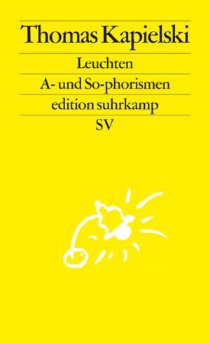 Je finsterer die Zeiten, desto mehr tun Leuchten not: sei es zur Erhellung oder Aufhellung, als Irrlicht, Vorschein oder Nachglühen, oder um dunklen Dämonen (bisweilen auch inneren) heimzuleuchten. Mit seinen A- und So-phorismen setzt Thomas Kapielski sein literarisches Notiz- und Erzählwerk fort, als Lichterkette aus Gedanken, Skizzen, Betrachtungen, Anekdoten und allerhand »Luftgebäu«. Ganz neu diesmal die »Frimmels«, mehr oder weniger überlieferungsfromme Fantasiestücke in Mono- oder Dialogform, die neben anderen Wagner und Nietzsche, Siemens und Helmholtz, Wittgenstein und Frege oder Karoline von Günderrode in neuem Licht erscheinen lassen. Der erste Leuchten-Teil, Anwendungen, ist vom Zufall mit Fotos, der zweite, Antennen, von der Vorsehung mit Zeichnungen versehen worden.