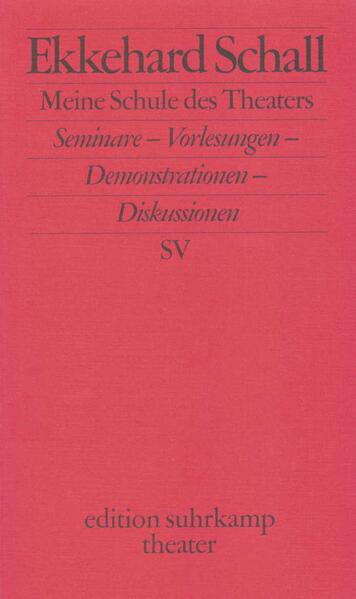 In seinem Buch berichtet Ekkehard Schall über die Arbeit in Theaterseminaren, die er zwischen 1974 und 1989 weltweit leitete. Der Titel hält, was er verspricht: Es handelt sich tatsächlich um Schalls »Schule des Theaters«. Brechts Theater steht, neben Reflexionen über Shakespeare, Büchner und Beckett, im Vordergrund. Der Autor verfügt durch seine Probenarbeit mit Brecht über reiche Erfahrungen, von denen er berichtet, teils streng sachlich, teils anekdotisch. Ein Anleitungsbuch nicht nur für Schauspieler.