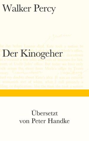 Die Filmbesuche des Kinogehers lassen sich nicht als triviale Zerstreuung verstehen, sie offenbaren ihm die Einsamkeit und Hilflosigkeit seiner Suche. Doch jene Suchen, von denen die Filme erzählen, sind verfälscht: Der Held und Außenseiter endet glücklich als Konformist in der Menge. Die Mutter des Kinogehers, die ihr Kind der vornehmen Verwandtschaft überließ, als sie den einfachen zweiten Mann heiratete, eine Schafferin, die das hier und jetzt Notwendige ohne viel Worte tut, gibt dem Sohn einen Hinweis, als sie in ihrer unsentimentalen Art ihm von der Unrast und den Depressionen seines Vaters, des Arztes, berichtet. Schließlich findet der Kinogeher einen Weg, auf dem er zu suchen beginnen kann. Der Weg führt fort von leicht verdientem Geld und schönen Mädchen, fort auch von spektakulärer Leistung ... »Eine seltene wahre Geschichte« nennt der Üersetzer Peter Handke den Roman, den ersten des Autors, der 1961 mit dem National Book Award ausgezeichnet wurde und Walker Percy sofort bekannt machte.