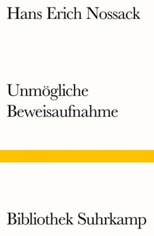 Eines der großartigsten Prosastücke, die die deutsche Nachkriegsliteratur hervorgebracht hat: »Unmögliche Beweisaufnahme«, dessen Zentralthema der ›Aufbruch ins Unversicherbare‹ des Menschen ist.