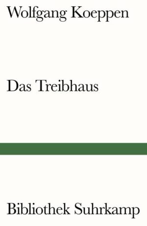 In diesem Roman zeigt Wolfgang Koeppen am Schicksal eines Einzelnen, des Oppositions-Abgeordneten Keetenheuve, die Anonymität politischer Mechanismen: das »Treibhaus«-Klima von Wahlkampf, Diplomatie und Parteiopportunismus, politische Praxis als Selbstzweck, als Geschäft. Wer sich nicht anpasst, scheitert. Das Treibhaus gehört zu den drei Romanen Koeppens (Tauben im Gras, 1951