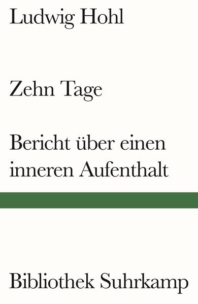 Zehn Tage und Bericht über einen inneren Aufenthalt sind Texte aus der Internierung. Zehn Tage wurde aufgezeichnet nach einer unfreiwilligen stationären Behandlung in einer Pariser Psychiatrieanstalt. Ein Jahrzehnt später dokumentiert der Bericht über einen inneren Aufenthalt eine Untersuchungshaft im Genfer Gefängnis Saint-Antoine. Die Texte schildern Zellen, in denen Schreiben verboten ist, in denen Gedanken und innere Welten jedoch unendlich viel Raum erhalten. Die Spannung zwischen geistiger Weite und körperlicher Gebundenheit ist kaum auszuhalten. Nach der Haft rekonstruiert Hohl Orte, Szenen und Typen