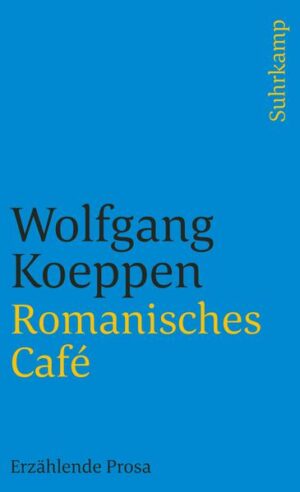 Romanisches Café. Trümmer, oder wohin wandern wir aus. Verlobung im Alten Salon. Am frühen Morgen. Melancholia. Der Sarkophag der Phädra. Zum ersten Mal in Rotterdam. In meiner Stadt war ich allein. Anarchie. Thanatologie. Schön gekämmte, frisierte Gedanken.