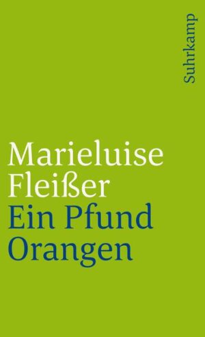 Diese »echt Ingolstädter Originalnovellen«, die 1929 unter dem Titel Ein Pfund Orangen und neun andere Geschichten erschienen, sind Marieluise Fleißers erste Buchpublikation. Lion Feuchtwanger und Bertolt Brecht hatten die damals 26jährige Autorin zur Veröffentlichung ermutigt. In der Presse wurde das Buch von so gegensätzlichen Kritikern wie Alfred Kerr und Herbert Jhering einhellig gerühmt, und Walter Benjamin urteilte weitblickend: »Diese Frau bereichert unsere Literatur um das seltene Schauspiel ganz unverbohrten provizialen Stolzes. Sie hat einfach die Überzeugung, daß man in der Provinz Erfahrungen macht, die es mit dem großen Leben der Metropolen aufnehmen können, ja sie hält diese Erfahrungen für wichtig genug, um ihre Person und ihre Autorschaft daran zu bilden… Der aufsässige Dialekt, der die Heimatkunst von innen heraus sprengt, ist nur die eine Seite des sprachlichen Könnens, das in diesen Novellen steckt. Es gibt da nämlich noch eine Verstiegenheit: … die namenlose Verwirrung nämlich, mit der das volkstümliche Versprechen sich auf den Weg macht, die Stufen der sozialen Redeleiter hinaufzuklimmen, das ›feine, gehobene‹ Deutsch der herrschenden Klasse zu sprechen. Diese Verwirrung, diese hochstaplerische Schlichtheit ist hier ein Kunstmittel ersten Ranges geworden.«