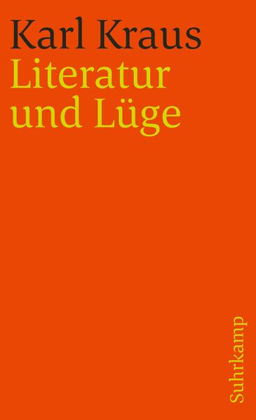 Karl Kraus, geboren am 28. April 1874 in Gitschin, ist am 12. Juni 1936 in Wien gestorben. In dem Buch Literatur und Lüge hat Kraus die wichtigsten seiner literaturkritischen Arbeiten aus der Fackel der Vorkriegszeit in revidierter Fassung zusammengestellt. Mit wenigen Ausnahmen - wie der Rede über Wedekinds Büchse der Pandora - handelt es sich um sartirische und polemische Schriften: gerichtet gegen den Literaturbetrieb und allzu betriebsame Literaten der Zeit. Von den Streitschriften, die dieses Buch enthält, zählt vor allem Der Fall Kerr zu den Musterstücken der Gattung: unter den eher scherzhaft abgefaßten Artikeln haben jedenfalls die Übersetzungen aus Harden und die Razzia auf Literarhistoriker klassische Geltung erlangt. Aber auch der Sache nach dürften die Prinzipien und die Argumente, mit denen Kraus den »elenden Skribenten« seiner Zeit begegnet ist, ihre Triftigkeit auch gegenüber den Erscheinungen unserer Tage mit Leichtigkeit bewähren können.