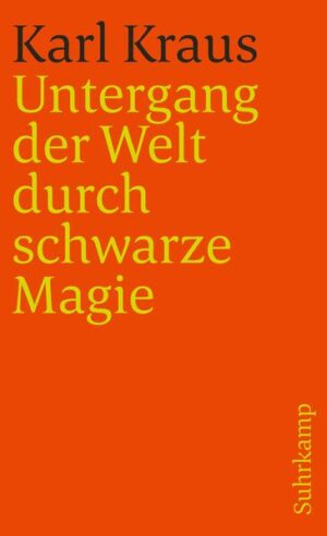 Karl Kraus, geboren am 28. April 1874 in Gitschin, ist am 12. Juni 1936 in Wien gestorben. Untergang der Welt durch schwarze Magie, nach zehnjähriger Vorbereitung erstmals 1922 erschienen, dokumentiert mit seinen Auszügen aus der Fackel der Vorkriegszeit »das scheußliche Vorspiel« der europäischen Katastrophe: in einer Vielzahl von Fallstudien, deren jede die Verwahrlosung des Geistes unter dem Regiment der Presse belegt. Die kultukritische Brisanz der berühmlen Essays Heine und die Folgen und Nestroy und die Nachwelt, die im Zentrum des Buches stehen, tritt erst in diesem Zusammenhang deutlich hervor - im Kontext der bald scherzhaften, bald strafenden Satiren, die Kraus in der an Meisterwerken der Gattung reichsten Zeit der Fackel, um 1911, auf »die Bollwerke unserer Kultur, Parlamente, Redaktionen und Universitäten« gerichtet hat. Im Rückblick lesen sich die Dialogsatiren und Zitatmontagen des Buches wie Vorstudien zu Kraus’ Weltkriegsdrama Die letzten Tage der Menschheit.