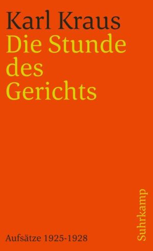 Karl Kraus, geboren am 28. April 1874 im böhmischen Gitschin, ist am 12. Juni 1936 in Wien gestorben. Wie kaum eine andere Phase in der Geschichte der Fackel ist die zweite Hälfte der zwanziger Jahre fast ganz durch die polemischen Aktivitäten ihres Herausgebers bestimmt: seine Kampagnen gegen den Erpressungsjournalisten Emmerich Bekessy, den unverantwortlichen Polizeipräsidenten Johann Schober, den vormaligen Kriegshetzer und nunmehrigen Friedensapostel Alfred Kerr. Seit Lessings Zeiten hat es in der deutschen Literatur keine ähnlich dichte Folge von Streitschriften ähnlich hohen Ranges gegeben. Zumal die Reihe der gegen Bekessys Stunde gerichteten Artikel (die dieser Band besonders ausführlich dokumentiert) ist ebenso reich an Meisterwerken der Gattung wie an Zeugnissen persönlichen Wagemuts - und bleibt über den erledigten Fall hinaus auch im Zeitalter der Bildzeitung bestürzend aktuell.