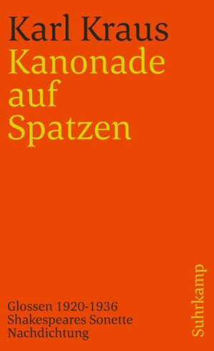 Karl Kraus, geboren am 28. April 1874 im böhmischen Gitschin, ist am 12.Juni 1936 in Wien gestorben. Das Hauptwerk des Satirikers, seine Zeitschrift Die Fackel, umfaßt außer einigen hundert Aufsätzen auch einige tausend Glossen: kürzere und kürzeste Artikel, die aus Eindrücken des Tages, abgelesen meist der Tagespresse, das Bild einer ganzen ebenso geist- wie naturwidrigen Zivilisation entwerfen. In diesem Glossenwerk, einem Brennspiegel seiner Kritik der »Widerwart«, sind viele der witzigsten Schriften von Karl Kraus enthalten - und außerdem allerlei Meister- und Musterstücke einer literarischen Gattung, der im deutschen Sprachbereich wiederum erst die Fackel zu höheren Ehren verholfen hat. Die neue Sammlung vereinigt Glossen von Karl Kraus erstmals in gebotener Ausführlichkeit. Und weil sie sich zugleich an der Auswahl orientiert, die Kraus selber für seine »Vorlesungen« getroffen hat, kann sie erstmals auch eine Ausgabe der letzten Hand vertreten. Die Ausgabe der Schriften von Karl Kraus wird abgeschlossen mit dem poetischen Hauptwerk seiner letzten Jahre: der Nachdichtung von Shakespeares Sonetten, die im Jahre des Unheils, 1933, noch einmal den Geist gegen die Macht behaupten sollte. Inzwischen darf sie für das erheblichste Gegenstück zu Stefan Georges »Umdichtung« gelten - und in der Reihe der eignen Worte in Versen für deren letzten, den zehnten Band.