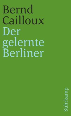 Fünf Geschichten stellt Bernd Cailloux in Der gelernte Berliner vor: unterhaltsame Ergebnisse der Aktivitäten und Gastrollen eines Berliner Schriftstellers. Nicht fiktiv Konstruiertes breitet Bernd Cailloux darin aus, sondern er erzählt herzlich-ironisch von realem Geschehen, von nachvollziehbarer Erfahrung: als Schöffe im tragikomischen Sprechtheater vor Gericht