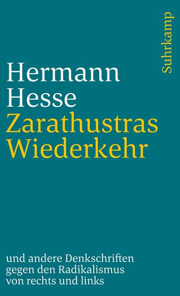 Neben dem bekannten zeitkritischen Aufruf Zarathustras Wiederkehr, den Hesse im Februar 1919 als Antwort auf die Spartakistenaufstände der Novemberrevolution von 1918 anonym als »Wort an die deutsche Jugend von einem Deutschen« in Form einer brochierten Flugschrift veröffentlichte, enthält dieser Band noch weitere teils in Zeitungen und Zeitschriften, teils als Rundschreiben verbreitete Stellungnahmen des Dichters zu den politischen Polarisierungen in Deutschland und Europa von 1918 bis nach dem Zweiten Weltkrieg. In einer Sammelreplik auf die Haßbriefe (1921), die Hesse aus dem deutschnationalen Lager erhielt, zeigt er die kulturpolitischen Wurzeln des Nationalismus als Wegbereiter zum Faschismus und Nationalsozialismus. Mit den Rundbriefen An einen Kommunisten (1931) setzt er sich mit dem Pro und Contra der ideologischen Alternative auseinander, mit den politischen Gruppierungen, die aus dem Marxismus hervorgegangen sind. (Die zweite Version seines Briefes an einen Kommunisten, die erst 1989 entdeckt wurde, wird hier erstmals veröffentlicht.) In seinem Nachwort umreißt der Herausgeber Hesses autonome Position zwischen den ideologischen Fronten, die sowohl von rechten als auch von linken »Realpolitikern« als idealistische Humanitätsduselei verworfen wurde und Hesse den Ruf eingebracht hat ein »linker Romantiker« zu sein.