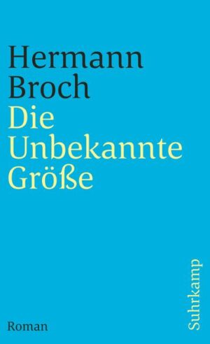 Zur Thematik dieses Werkes schreibt Broch selbst: »Die Unbekannte Größe ist der Roman des intellektuellen Menschen. Der Mathematiker Richard Hieck, Protagonist des Romans, ist einer der kleinen Kärrner, die an der Gestaltung der Zukunft mitarbeiten, die immer eine Funktion der Erkenntnis ist: In welcher Weise kann ein der Wissenschaft hingegebener Mensch zu jener Gesamterkenntnis gelangen, zu der er seiner Grundlage gemäß hinstrebt? Wie kann er, von seiner Einzelwissenschaft kommend, zur Lösung des rational unbewältigbaren Erkenntnisrestes (manifestiert in den großen Fragen des Todes, der Liebe, des Nebenmenschen) gelangen?« Erstmals wird in diesem Band auch Brochs Filmskript Das Unbekannte X, das sich an den Roman anlehnt, publiziert.