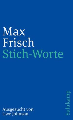 Was Uwe Johnson mit dieser Sammlung vorhatte, ist aus seinem Vorwort zu erfahren: Es ging ihm vor allem darum, »aus Stichworten eine Biographie von Max Frisch herzustellen, nicht mit den üblichen Lebensdaten, sondern mit solchen, die verwirklicht wurden im Umgang mit der heimatlichen wie der deutschen Sprache, in Versuchen mit Liebe, in Verletzungen durch die Liebe, in der Ausübung von Berufen, im Nachdenken über die eigene Nation und in Bitten an sie, in Besuchen bei den Deutschen, Leben und Reisen in anderen Ländern, im Suchen nach einer eigenen Wirklichkeit, im unablässigen Suchen nach einer Manier, mit der die Menschen miteinander auskommen können«.