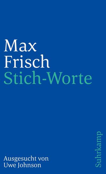 Was Uwe Johnson mit dieser Sammlung vorhatte, ist aus seinem Vorwort zu erfahren: Es ging ihm vor allem darum, »aus Stichworten eine Biographie von Max Frisch herzustellen, nicht mit den üblichen Lebensdaten, sondern mit solchen, die verwirklicht wurden im Umgang mit der heimatlichen wie der deutschen Sprache, in Versuchen mit Liebe, in Verletzungen durch die Liebe, in der Ausübung von Berufen, im Nachdenken über die eigene Nation und in Bitten an sie, in Besuchen bei den Deutschen, Leben und Reisen in anderen Ländern, im Suchen nach einer eigenen Wirklichkeit, im unablässigen Suchen nach einer Manier, mit der die Menschen miteinander auskommen können«.