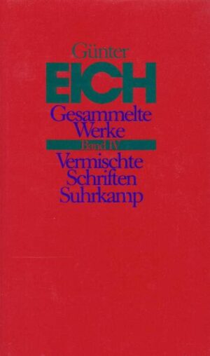 "Die neue Ausgabe der ›gesammelten Werke‹ Günter Eichs liegt nun vor. Nahezu zwei Jahrzehnte nach Eichs Tod erhebt sie den Anspruch, abgeschlossen zu sein. Die Ausgabe versammelt ein Werk aus mehr als vierzig Jahren - von den Anfängen 1929 bis zu den letzten Gedichten, die kurz vor Eichs Tod entstanden. Die Ausgabe kann sich heute auf einen archivarisch geordneten Nachlaß berufen