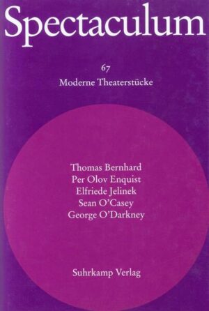 Seinem Untertitel »Moderne Theaterstücke« wird dieser Band gleich in mehrfacher Hinsicht gerecht: mit Thomas Bernhard und Sean O’Casey, dessen Stücke Johanna und Martin Walser kongenial neu übersetzt haben, zwei europäischen Dramatikern, die über Jahrzehnte die Spielpläne der Theater mitgestalteten, mit Per Olov Enquist, einem schwedischen Autor, dessen hier angezeigtes Stück Ingmar Bergman in Stockholm uraufgeführt hat und das danach auch an mehreren deutschen Bühnen zu sehen war, mit dem Stück von George O’Darkney, ein Pseudonym, das die Nähe dieses Stückes zu Irland verrät, und schließlich mit einem Stück von Elfriede Jelinek, geschrieben für die Salzburgcr Festspiele, eine Hommage an Robert Walser, mit dem bezeichnenden Untertitel »zu, mit Robert Walser«.