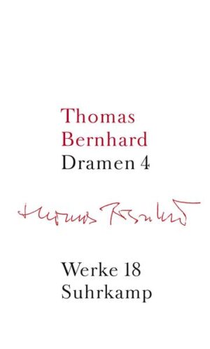 In Band 18 der Werkausgabe erscheinen drei Theaterstücke, die Thomas Bernhard Ende der siebziger Jahre geschrieben hat. Mit ihnen wurde erneut der Rang dieses Autors deutlich. Warum faszinieren seine Stücke Darsteller, Regisseure und Publikum? Da ist einmal die Sprache. Rhythmus und Tonart schaffen eine wunderbare Musikalität. Damit ist zugleich eine Voraussetzung für das Inhaltliche seiner Stücke genannt. Bernhards Sprache fordert den variationsreichen Monolog und damit die ungewöhnliche, fast monströse Persönlichkeit. Das Leben hat sie ins manische Reflektieren getrieben: über die Vergeblichkeit ihres Bemühens, über die Last der ständigen Krankheit, über die Nähe des Todes. Diesen Ausweglosigkeiten des Lebens setzt Thomas Bernhard die Perfektion der künstlerischen Form entgegen.