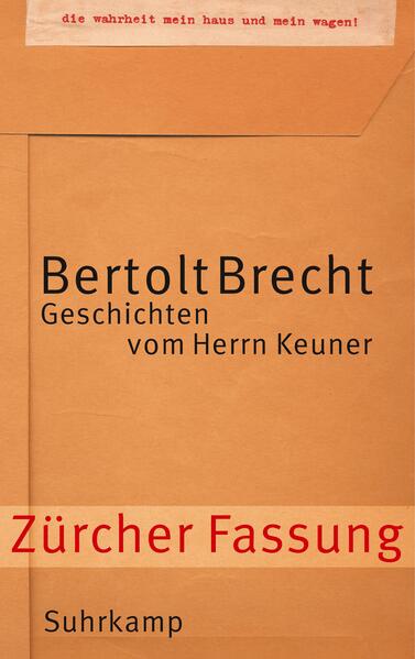 Wer hätte das für möglich gehalten? Fast 75 Jahre nach der ersten Veröffentlichung von Keuner-Texten (1930), für die Brecht zwischen 1929 und 1956 immer wieder neue Themen fand, und auch zehn Jahre nach den intensiven Recherchen für die große Brecht-Ausgabe kommen jetzt Keuner-Texte zum Vorschein, die noch niemand zuvor hat lesen können. In der Schweiz sind u.a. insgesamt fünfzehn unbekannte Keuner-Geschichten aufgetaucht. Sie fanden sich in einer Mappe mit der Aufschrift »geschichten vom h k«, aus der Brecht 1948 in Zürich eine Auswahl für die Kalendergeschichten getroffen hat. Die Mappe bildet die Grundlage für den hier vorgelegten Band der Geschichten vom Herrn Keuner als »Zürcher Fassung«. Faksimiles der neuen Dokumente erlauben einen Einblick in die Werkstatt des Verfassers. Die Ausgabe erscheint zur Ausstellung »Neues vom Herrn Keuner«, in der die Stiftung Archiv der Akademie der Künste zum ersten Mal die Keuner-Mappe und andere Dokumente aus dem Zürcher Konvolut im Original präsentiert.