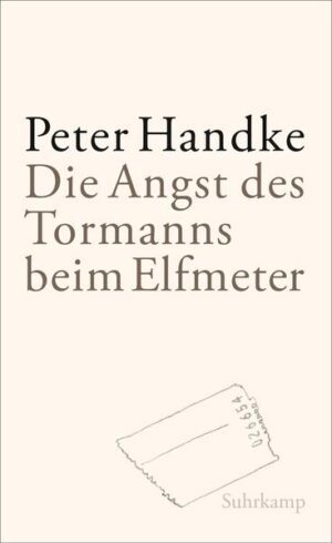 »Dem Monteur Josef Bloch, der früher ein bekannter Torwart gewesen war, wurde, als er sich am Vormittag zur Arbeit meldete, mitgeteilt, daß er entlassen sei. Jedenfalls legte Bloch die Tatsache, daß bei seinem Erscheinen in der Tür der Bauhütte, wo sich die Arbeiter gerade aufhielten, nur der Polier von der Jause aufschaute, als eine solche Mitteilung aus und verließ das Baugelände.« Im März 1970 erscheint die Erzählung »Die Angst des Tormanns beim Elfmeter« in der Startauflage von 25 000 Exemplaren, und ein halbes Jahr später hat sich die Auflage verdoppelt. Die Aufnahme fällt einhellig aus: »Diese Erzählung gehört zu dem Bestechendsten, was in den letzten zehn Jahren deutsch geschrieben worden ist.« (Karl Heinz Bohrer, »Frankfurter Allgemeine Zeitung«) »Um das vorweg zu sagen: ich halte >Die Angst des Tormanns beim Elfmeter< ohne jede Einschränkung für das beste Buch, das in der deutschen Sprache nach Thomas Bernhards >Verstörung< und >Ungenach< geschrieben wurde.« (Peter Hamm, »Neues Forum«) - Gebundene Ausgabe mit Lesebändchen