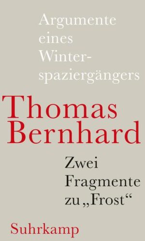 Im Mai 1963 erschien in einer Auflage von 2000 Exemplaren Thomas Bernhards Roman »Frost« im Insel Verlag. Gleich nach Erscheinen erregte der Roman größte Aufmerksamkeit: Noch nie hatten die Rezensenten und Leser derartig aufwühlende Sätze über einen froststarren, finsteren Ort namens Weng im höchsten Österreich gelesen. Der Maler Strauch beschimpfte an dieser Stelle Gott und die Welt, erkannte um sich herum nur Kranke, Kretins und Todgeweihte. (Für den Roman erhielt Bernhard nicht nur den Bremer Literaturpreis, sondern auch den Österreichischen Staatspreis für Literatur, was die Gemeinde Weng zu heftigen Protesten beim Bundesminister wegen Verleumdung einer ganzen Gemeinde veranlasste.) Um das Irritationspotenzial dieses Romans einzugrenzen, verlegten die Interpreten sich schon bald darauf, die sinnlosen, widersinnigen Wortkaskaden des Malers als prototypisch für einen pathologischen Charakter anzusehen, der seinerseits prototypisch den Zerfall unserer Gegenwart vorlebt. Aus den vielen Vorstufen zu »Frost« präsentiert dieser Band aus Anlass des 50-jährigen Erscheinens eine frühe Fassung, in der ein Eisenbahner mit dem Namen Leichtlebig bei einer Kur in Schwarzach (bei Goldegg-St.Veit) einem Lehrer begegnet und mit ihm ausgedehnte Spaziergänge unternimmt. Die zweite der für diesen Band ausgewählten Vorstufen datiert aus der Zeit unmittelbar vor der Fertigstellung des Romans: Die »Argumente eines Winterspaziergängers« gab Thomas Bernhard seinem Freund Gerhard Fritsch, damit dieser sie in der von ihm herausgegebenen Zeitschrift »Wort in der Zeit« publizierte: Bernhard hat für diese Vorabveröffentlichung des Romans signifikante Passagen aus diesem zusammengestellt und sie zu einem 19-seitigen Manuskript zusammengefügt - eine Veröffentlichung kam allerdings nicht zustande.