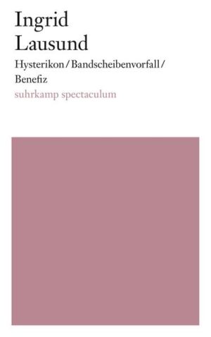 Ingrid Lausund ist Theaterautorin und -regisseurin. Ihre doppelte Profession, die sie mit Theaterleuten wie Gesine Danckwart, René Pollesch oder Kater/Petras teilt, verweist auf die besondere Dringlichkeit ihrer Theaterarbeit, die sich ganz unmittelbar auch in ihren vielgespielten Stücken niederschlägt. Lausunds Texte entstehen aus einer lebendigen Theaterpraxis und in der Auseinandersetzung mit aktuellen gesellschaftlichen Phänomenen. Ihre skurrilen Figuren sehen sich permanent mit der Anforderung konfrontiert, in komplett individualisierten Verhältnissen und in Zeiten verfallender Werte „richtige“ Entscheidungen treffen zu müssen. Lausunds Stücke - ob sie im Supermarkt (Hysterikon), im Büro (Bandscheibenvorfall - Ein Abend für Leute mit Haltungsschäden) oder während der Probe zu einer Wohlständigkeitsveranstaltung spielen (Benefiz - Jeder rettet einen Afrikaner), künden auf pointierte und sehr komische Weise von einer existenziellen Sisyphosarbeit, die in alltäglichsten Situationen zu leisten ist. Dieser Band versammelt drei der erfolgreichsten Theaterstücke der in Ingolstadt geborenen Dramatikerin Lausund, die jeweils von ihr selbst uraufgeführt und im In- und Ausland bislang mehr als 100 Mal inszeniert wurden.