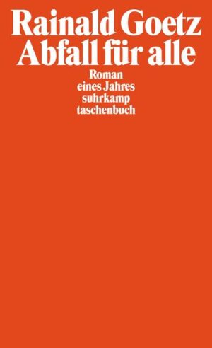 Abfall für alle. Mein tägliches Textgebet. Tagebuch, Reflexions-Baustelle, Existenz-Experiment. Geschichte des Augenblicks, der Zeit, Roman des Umbruch-Jahres 1998. ... Schließlich war, ein Traum, der wahr geworden ist, das Buch entstanden, das ich bin. Das ich immer schreiben wollte, von dem ich immer dachte, wie könnte es gelingen, das einfach festzuhalten, wie ich denke, lebe, schreibe. Von seiten des Todes her gesehen. - Was mir also gefällt, am Buch Abfall: der Realismus, der Ideen-Vorrang, die Banalität der Dämonie des Alltags, das Schreiberleben, die Stille, der mediale Lärm, die Fiktionalität der auftretenden Personen, die argumentative Pedanterie, das Tasten, das urteilsmäßige Rumholzen, die Gleichwertigkeit aller Dinge, die Poetologie, die ästhetische Theorie, strukturell fragmentarisch, fragmentiert von Zeit, die Zeitmaschine, das Jahr, die Minutendinger und ihre Plausibilität, die Sekundengedanken: der Wahn, Tag für Tag, die Erzählung, Zahlen und Ziffern, ALLES IST TEXT, und über und unter und in allem: Melancholie. Keiner weiß, was als nächstes passiert. Davon erzählt Abfall für alle. Wie es war, als man noch nicht tot war und nicht daran dachte, wie es weiter geht. Augenblick. Moment. Und jetzt?