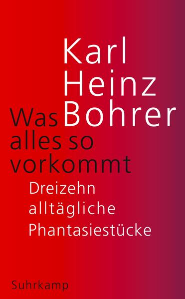 Die »Dreizehn alltäglichen Phantasiestücke«, mit denen Karl Heinz Bohrer nach seiner wissenschaftlichen Studie über den »Hass« zu kleineren, handlichen Formen übergeht, sind so alltäglich nicht: Sie zeigen die Handschrift eines ruhelosen Intellektuellen, der in der konzentrierten Form kurzer Prosa über ausgewählte Befindlichkeiten, Vorlieben, Emphatisierungen, Verstörungen, auch Antipathien eines langen Lebens Auskunft gibt. Mit einem suggestiven Erlebnisbericht über eine Bahnfahrt nach Brüssel - auf dem Höhepunkt der Hitzeperiode des Jahres 2018 -, die in einer apokalyptischen Erfahrung buchstäblich zu entgleisen droht, setzt Bohrer den Ton, bevor es weitergeht zu den Fundamenten unseres Gefühlslebens: zu Herkunft und Wesensart des Ressentiments etwa, zu den Wurzeln von Freundschaft und Entfremdung, zu Reflexionen über Isolation, Einsamkeit und Alleinsein und zu narzisstisch gespiegelter Selbstwahrnehmung. So entfaltet sich ein reiches Panorama ganz unterschiedlich gestimmter Gedanken und Erinnerungen, in denen der Autor, wie von ihm gewohnt, kein Blatt vor den Mund nimmt und den Leser das Alltägliche denn doch als die aufregende Begegnung mit dem schlechthin Fremden erfahren lässt.