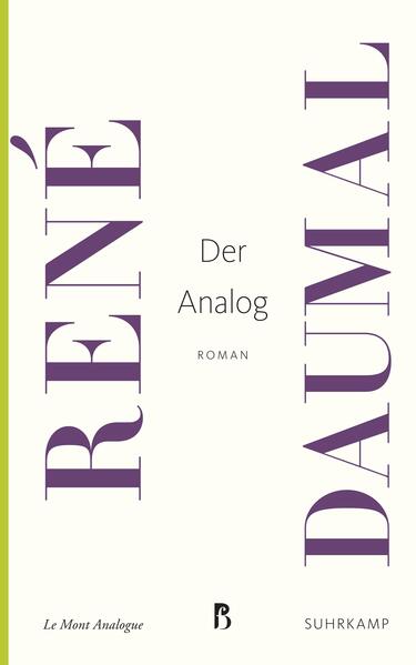 Der »Analog« ist ein Berg, der »Himmel und Erde verbindet«, höher als der Mount Everest - doch bisher unentdeckt. Theodor, der bei einer Zeitschrift für Paläontologie arbeitet, ist von der Existenz jedoch überzeugt. Ebenso wie Dr. Sogol, der sich mit ihm in Verbindung setzt, Alpinismus lehrt und die eigene Wohnung in einen Gebirgsweg verwandelt hat. Es findet sich schließlich eine ganze Gruppe von Abenteuerlustigen zusammen, die die Sinnsuche zum Berg treibt. Sie rüsten ein Schiff aus, die »Impossible«, und begeben sich zu jener von niemandem je gesehenen Landmasse. Tatsächlich gelangt die Reisegruppe zum Berg, doch der Aufstieg konfrontiert sie mit unerwarteten Mühen. Der Weg zum Gipfel ist gleichsam ein innerer und die Annäherung an eine höhere Weisheit. Der erste Roman René Daumals, eines Autors, der in Rausch und Nahtoderfahrung Erkenntnis suchte, hieß Das Große Besäufnis. Seinen zweiten Roman, Der Analog, beschrieb er selbst als das Gegenstück, als »Ausblick in eine Welt, in der es das Wahre, Gute, Schöne gibt.« Daumal verlässt 1940 mit seiner jüdischen Ehefrau Vera Milanova das von der deutschen Wehrmacht besetzte Paris. Nach Stationen in den Pyrenäen und Marseille, lässt sich das Paar 1943 in den Alpen nieder, wo Daumal die Arbeit am Analog fortsetzt. Der Analog muss jedoch unvollendet bleiben und erscheint posthum. Der Autor stirbt mit 36 Jahren in Folge einer Tuberkulose Erkrankung und sein Roman schließt mit einem Komma. Der Leser also muss die letzten Schritte zum hoffnungsfrohen Ausblick eigenständig erklimmen.