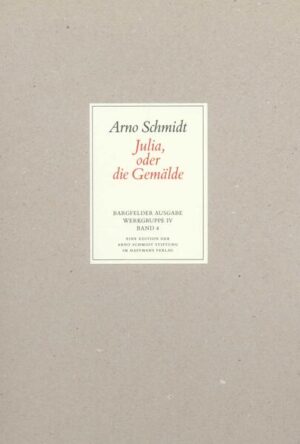 Als Arno Schmidt am Morgen des 31. Mai 1979 in seinem Arbeitszimmer einen Schlaganfall erlitt, hatte er von seinem neuen Roman Julia, oder die Gemälde erst 100 Seiten geschafft, ein Drittel des geplanten Umfangs. Schauplatz des 1983 erschienenen Fragments ist »eine Art Bückeburg« im Sommer 1979, am Steinhuder Meer. Gemeinsam bewohnt eine Gruppe von Feriengästen das Hotel »Fürstenhof«. Bei einem Frühstück treffen der gebrechliche Schriftsteller Leonhard Jhering, Studienrat Rauch, ein Fabrikantenehepaar Kühne samt Sohn und die schlangenhafte Sheila Wangel aufeinander. Weitere Personen, allen voran die zehnjährige Prinzessin Julia, welche einem Gemälde entsteigt, und ein junges Mädchen mit dem Spitznamen Tausendeins, bereichern im Lauf des Tages die Szenerie. Noch einmal thematisiert Schmidt die wechselseitige Durch-dringung von Realität und Fiktion und legt einer Figur sein abschließendes Urteil in den Mund: »(...) die Welt der Kunst & Fantasie ist die wahre, the rest is a nightmare.«