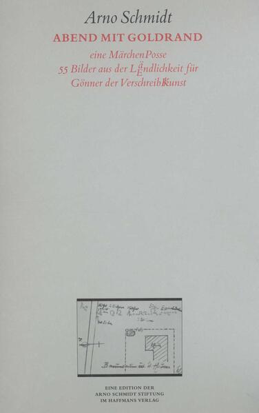 Wie Die Schule der Atheisten ist auch der 1975 veröffentlichte Abend mit Goldrand ein Dialogroman, doch entführt die MärchenPosse - so die Genrebezeichnung - mit ihren 55 Bildern den Leser nicht in eine phantastische Zukunft, sondern in die Gegenwart des fiktiven Heidenests Klappendorf im Jahr 1974. Drei alte Männer, alle-samt Abschattungen ihres Schöpfers Arno Schmidt, beherrschen die Szenerie: der Militärexperte Eugen Fohrbach, der Bibliothekar Egon Olmers und der Schriftsteller Alexander Ottokar Gläser, genannt A&O. Den drei literaturversessenen Rentiers zur Seite stehen Fohrbachs Frau Grete, beider Stieftochter Martina und die Haushälterin Asta Reichelt. Das Geschehen gerät in Bewegung mit der Ankunft einer Gruppe von Hippies, die auf dem Weg nach Tasmanien drei Tage in dem Dörfchen ihr Lager aufschlägt. Deren geisterhafte Anführerin Ann' Ev' und der intellektuelle Kopf der Truppe, »Egg«, durchkreuzen die Gespräche der drei Alten über Friedrich Hackländer, Theodor Däubler und all die andern Unbekannten der Literatur und wirbeln sämtliche Beziehungen durcheinander. Der melancholische Roman, der von Erinnerungen an Schmidts eigene trostlose Kindheit durchzogen ist, sollte das letzte Werk werden, das er vollenden konnte.