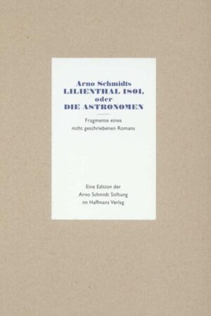 Seit Mitte der fünfziger Jahre war Arno Schmidt mit der Vorbereitung eines Romans über die Lilienthaler Sternwarte beschäftigt. Beinahe hätte der Autor in dem kleinen Dorf bei Bremen eine Stelle als Küster angenommen, um an diesem Riesenwerk zu arbeiten, für das Zettel's Traum eine »bloße Handübung« hätte abgeben sollen. Zwei Seiten hat Schmidt geschrieben über das Schicksal des Amtmanns Johann Hieronymus Schroeter und dessen gigantische Sternwarte, die an einem Herbstmorgen 1801 hätte Besuch empfangen sollen von dem preußischen Oberst Christian von Massenbach. Der Roman ist nie erschienen, doch haben sich rund 400 Notizzettel erhalten. Das üppig ausgestattete Vierfarb-Faksimile bringt das erstmals veröffentlichte Material zusammen mit Photographien des Handlungsortes, thematisch verwandten Tagebuchauszügen und Briefstellen von Arno und Alice Schmidt in eine attraktive Komposition.