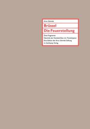 Die Folgen des Zweiten Weltkriegs oder gar ein Dritter Weltkrieg und dessen Auswirkungen werden im Werk von Arno Schmidt häufig zum Thema. Nie jedoch hat er sich in seinen Romanen mit den eigenen Kriegserfahrungen auseinandergesetzt. Zwei bislang unbekannte Erzählungen aus dem Nachlaß, die erste Edition der Arno Schmidt Stiftung im Suhrkamp Verlag, vermitteln einen Eindruck, wie die Sprachmacht des Autors die Gewalt des Krieges in die Anschaulichkeit transponiert. Brüssel, einem bisher unveröffentlichten Erzählfragment aus dem Nachlaß, kommt als einzig überliefertem Dokument zu Arno Schmidts eigener Kriegserfahrung besondere Bedeutung zu: Geschrieben 1948, erzählt es vom Kriegsende im englischen Gefangenenlager Villevoorde bei Brüssel, wie es der Autor selbst erlebt hat: »8. 5. Sound of revelry by night. Stehen, Scheinwerfer im Rücken, Hände in den Taschen, die Staffeln der 4-motorigen.« »Mit weiß schuppigen Armen und sprühendem Mantel: und das grollende Floß jazzte mit uns die Dorfstraße entlang.« - Im Dritten Weltkrieg bewegt sich ein letzter versprengter Trupp in atomar verseuchtem Gebiet, der sich einrichtet, um zu überwintern. Die Feuerstellung, die einzige, allerdings unvollendete Erzählung Arno Schmidts, die unter Soldaten spielt, wurde 1955 geschrieben. Zahlreiche Notizzettel haben sich erhalten und werden hier erstmals zusammen mit dem Text publiziert. Beide Erzählungen erscheinen hier erstmals in Buchform.