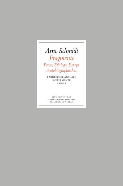 Der erste Ergänzungsband zur Bargfelder Ausgabe versammelt die Fragmente aus dem Nachlaß Arno Schmidts. Unabgeschlossenes und Ideenskizzen, teils mit zugehörigem Zettelmaterial, machen den Hauptteil dieses Bandes aus