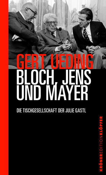 In der großen »Gastl Welt«, der weit über Tübingen hinaus, gar weltweit (!) bekannten Buchhandlung, trifft sich anfangs der 70er Jahre (»denkmöglich«) eine gelehrte Dreifaltigkeit zum regelmäßigen Abendgespräch: der Philosoph Ernst Bloch, der Rhetoriker, Kritiker und Schriftsteller Walter Jens sowie der wohl bedeutendste, wirkmächtigste deutsche Germanist Hans Mayer - und zwar gleichsam unterm Patronat der Buchhändlerin und femme des lettres Julie Gastl. Gelegentlich kommen noch Freunde und Gäste von außerhalb dazu: Marcel Reich-Ranicki, der große Kunsthistoriker Hans Holländer, Rolf Hochhuth, Friedrich Dürrenmatt. Und sie disputieren, ereifern, ergänzen, verbessern, verrennen und widerlegen sich heftig - über wahrlich: Gott & die Welt, auch über alles, was da gerade ansteht »in der kleinen großen Stadt - wo der Neckar promoviert.« Das alles geschieht spielerisch leicht, mit Freude an waghalsigen Gedankenexpeditionen, die auch Leiden, Missgeschick, Unglück, Verwerfung nicht etwa vergessen lassen, aber sich mit dem Optimismus des Nach- und Weiterlebens zum großen Lesegenuss verbinden. Gewissermaßen macht das einen andren Blick auf die »Erbschaft dieser Zeit«, eine Art Seminar »Prinzip Hoffnung« auch … Post scriptum: Gert Ueding war mit allen Personen des Buches eng verbunden, erlebte sie seit seinem Studium als Mentoren und Freunde. Er war Assistent bei Ernst Bloch, wurde bei Walter Jens promoviert, hat sich bei Hans Mayer habilitiert und war befreundet mit Rolf Hochhuth und Marcel Reich-Ranicki, der ihn als Kritiker an die FAZ holte - und am liebsten als seinen Nachfolger gesehen hätte. Stattdessen aber blieb er guter Kunde Julie Gastls - und folgte dem Ruf auf die Nachfolge Walter Jens’ am Seminar für Allgemeine Rhetorik.