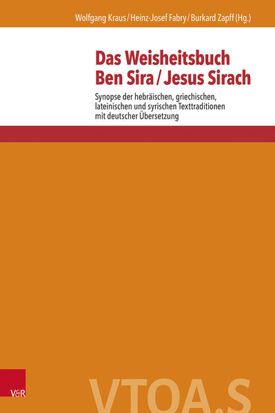 Der Text des Sirach-Buches liegt in verschiedenen sprachlichen Fassungen vor (hebräisch, griechisch, lateinisch, syrisch), die in einem komplizierten Abhängigkeitsverhältnis stehen und deren synoptischer Vergleich aufwendig ist. Es stellt deshalb seit langem ein Desiderat der Forschung dar, die unterschiedlichen sprachlichen Fassungen sowie deren Übersetzungen in einer Synopse zur Darstellung zu bringen. Damit soll für künftige Forschungen ein Hilfsmittel zur Verfügung stehen, das textkritische, sprachgeschichtliche, textgeschichtliche und theologische Fragestellungen des Sirach-Buches leichter und effizienter bearbeiten lässt. Darüber hinaus lassen sich so philosophie-, religions- und kulturgeschichtliche Aspekte wesentlich präziser als bisher möglich erschließen. Der jüdische Lehrer Jesus Sirach (Ben Sira) hinterließ um 200 v.Chr. ein Weisheitsbuch in hebräischer Sprache. Es wurde noch im 2. Jh. v.Chr. ins Griechische übersetzt und wurde später Teil der Septuaginta. Übersetzungen ins Lateinische (2./3. Jh. n.Chr.) und ins Syrische (3. Jh. n.Chr.) folgten. Obwohl es manche rabbinische Gelehrte wie eine heilige Schrift zitierten (z.B. Sir 3,21f. in bHag 13a