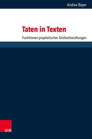 „Taten in Texten“ bietet neue Perspektiven auf prophetische Zeichenhandlungen, für die Andrea Beyer das kulturpsychologische Handlungsmodell Ernst E. Boeschs in die exegetische Arbeit einbindet. So ergibt sich ein vertieftes Verständnis der Körperlichkeit, des antizipierenden Charakters und der vorauszusetzenden Effektivität prophetischen Handelns. Zeichenhandlungen sind nur als Taten in Texten greifbar. Sie erweisen sich als maßgeblicher Beitrag zur Buchkomposition, zur literarischen Figurenzeichnung und zur theologischen Akzentuierung der prophetischen Kunde. Sie tragen dabei alle wichtigen Charakteristika von Handlungen und leisten einen substantiellen Beitrag zum Prophetenbild-sowohl in der Porträtierung der Figuren als Traditionen aufnehmende und reflektierende Theologen als auch in der strittigen Frage nach ihrer Autorität.