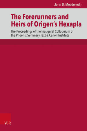 Although Origen and his Hexapla are well known among biblical scholars, questions about his philology, particularly textual criticism, persist. The Hexapla contained very important texts and translations of the Hebrew Scriptures, but unfortunately it was probably destroyed in the seventh century and we possess only fragments of it. This volume systematically treats the questions of Origen’s forerunners and heirs and attempts to reconstruct how Origen developed the philological method he received and also how his followers received and innovated his textual work.
