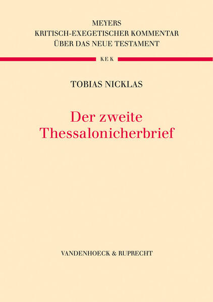 Tobias Nicklas' Kommentar zum Zweiten Thessalonicherbrief ergänzt die auf das Jahr 1909 zurückgehende Kommentierung durch Ernst von Dobschütz durch eine aktuelle Bearbeitung. Nicklas versteht den Text als pseudepigraphische Schrift einer unbekannten Figur des frühen Christentums, die mit dem Denken des Paulus vertraut war, dieses aber in entscheidenden Punkten einer neuen Situation anpasste. Der Brief antwortet auf eine Krise: Eine sich prophetisch verstehende Gruppe verkündet, dass »der Tag des Herrn schon daß sei (2Thess 2,2) und beruft sich dabei auf Paulus selbst. Um in dieser Situation das Erbe des Paulus zu retten, wird im Namen des Paulus geantwortet. Dabei entsteht ein Text, der nicht nur aufgrund seiner Aussagen zur Endzeit bedeutsam ist, sondern auch mit seiner Kyrio-Logie, d.h. der Rede vom »Herrn« und seinen Ideen vom Wesen der Gemeinde in einer sich dehnenden Zeit theologisch spannend ist. Gleichzeitig bedürfen Aussagen des Texts zum Ethos des Arbeitens oder zur Rolle des Apostels durchaus der historischen Einordnung und hermeneutischen Distanz. Als besondere Herausforderung erweist sich die Idee, das gegenwärtige Leid der Gemeinde sei »sicheres Indiz« der im endzeitlichen Gericht zu erwartenden Gerechtigkeit Gottes. Vor diesem Hintergrund versteht Nicklas den Grundimpuls der Schrift nicht in der Information über die Zukunft, sondern in ihrer »Neubestimmung der Gegenwart«, was auch für die heutige Kirche noch von großem Nutzen sein kann.