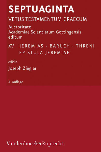 The study of the surviving Septuagint fragments has a long tradititon at the Georg-August-Universität Göttingen and V&R has already published editions of said manuscripts as early as the 18th century CE.The Septuagint represents an interface between Jewish and Christian life and belief. Hence, it is of major importance with regard to religious and cultural history. Volume 15 of the LXX edition, provided by the Septuaginta Unternehmen was edited by Joseph Ziegler and provides the books of Jeremias, Baruch, Threni, and Epistula Jeremiae.