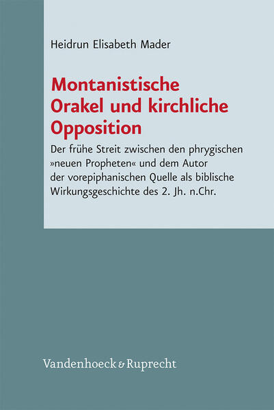 Ecstatic prophecy is characteristic of the prophetic movement (Montanism) that emerged in Christian circles in the second half of the second century. The so called Montanists spread and diversified quickly within the congregations of the Roman Empire and provoked immediate opposition. One such early opponent of Montanism can be reconstructed from the 48th chapter of Epiphanius’ Panarion. This opponent polemicises against the Montanist charismatic demands. The Montanist own arguments can also be inferred from the opponent’s argumentation, as well as seven oracles spoken by Maximilla and Montanus. This study identifies Epiphanius’ source as the earliest reconstructed source on Montanism. It is argued that the author of this source is the apologist Miltiades. In addition, Montanus’ and Maximilla’s oracles are made the subject of a detailed interpretation, and their biblical background is highlighted.