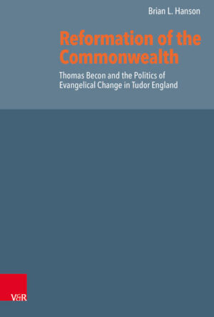 This study considers sixteenth century evangelicals’ vision of a ›godly‹ commonwealth within the broader context of political, religious, social, and intellectual changes in Tudor England. Using the clergyman and bestselling author, Thomas Becon (1512-1567), as a case study, Brian L. Hanson argues that evangelical views of the commonwealth were situation-dependent rather than uniform, fluctuating from individual to individual. His study examines the ways commonwealth rhetoric was used by evangelicals and how that rhetoric developed and changed. While this study draws from English Reformation historiography by acknowledging the chronology of reform, it engages with interdisciplinary texts on poverty, gender, and the economy in order to demonstrate the intersection of commonwealth rhetoric with Renaissance humanism. Furthermore, the experience of exile and the languages of prophecy and companionship directly influenced commonwealth rhetoric and dictated the priorities, vocabulary, and political expression of the evangelicals. As sixteenth-century England vacillated in its religious direction and priorities, the evangelicals were faced with a political conundrum and the tension between obedience and ›lawful‹ disobedience. There was ultimately a fundamental disagreement on the nature and criteria of obedience. Hanson’s study makes a further contribution to the emerging conversation about English commonwealth politics by examining the important issues of obedience and disobedience within the evangelical community. A correct assessment of the issues surrounding the relationship between evangelicals and the commonwealth government will lead to a rediscovery of both the complexities of evangelical commonwealth rhetoric and the tension between the biblical command to submit to civil authorities and the injunction to ›obey God rather than man‹.