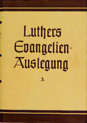 Dies ist der 3. Band von Luthers Evangelienauslegung. Er behandelt das Markus- und Lukas-Evangelium. Genauer gesagt Mk 1-13 und Lk 3-21.