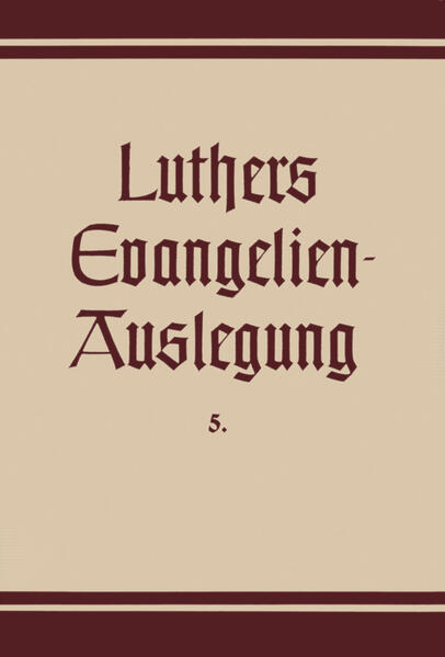 Dies ist der 5. Band von Luthers Evangelienauslegung. Er behandelt die Passions- und Ostergeschichten aus allen vier Evangelien.