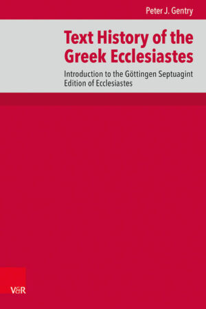 Peter J. Gentry provides a complete and full introduction to the critical edition of Ecclesiastes in the Göttingen Septuaginta series along with user-friendly explanations for non-specialists as well as detailed documentation to demonstrate the basis for the critical text of Greek Ecclesiastes. Text History volumes supporting the critical editions in the Göttingen Septuaginta usually provide evidence and lists to document and demonstrate the recensions existing in the textual history and the best methodology for arriving at the earliest form of the text that we can reach. Gentry’s Text History volume provides, in addition, a complete and full introduction which was not given in the critical edition. Since this introduction is in English, it will aid English-speaking scholars who find access to the critical editions difficult because the introductions are in German.
