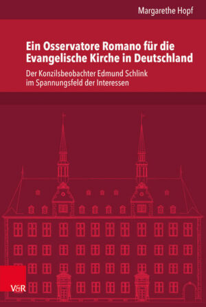 Edmund Schlink (1903-1984), Professor of Dogmatic Theology and Ecumenism at Heidelberg University, was delegated to Rome as an official observer of Vatican II (1962-1965) by the Evangelical Church in Germany (Evangelische Kirche in Deutschland-EKD). At the intersection between contemporary church history and ecumenism Hopf investigates the motives and circumstances of Schlink’s delegation. She studies so far unpublished archival material to show how Edmund Schlink tried to influence the Council proceedings and to distil the observer’s judgement on central Council documents and their authors.